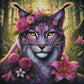 Lynx aux Fleurs d’Aurore (100cm x 100cm) - UnBrunBarbu