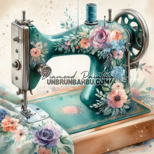 Machine à Coudre aux Fleurs Éternelles (90cm x 90cm) - UnBrunBarbu