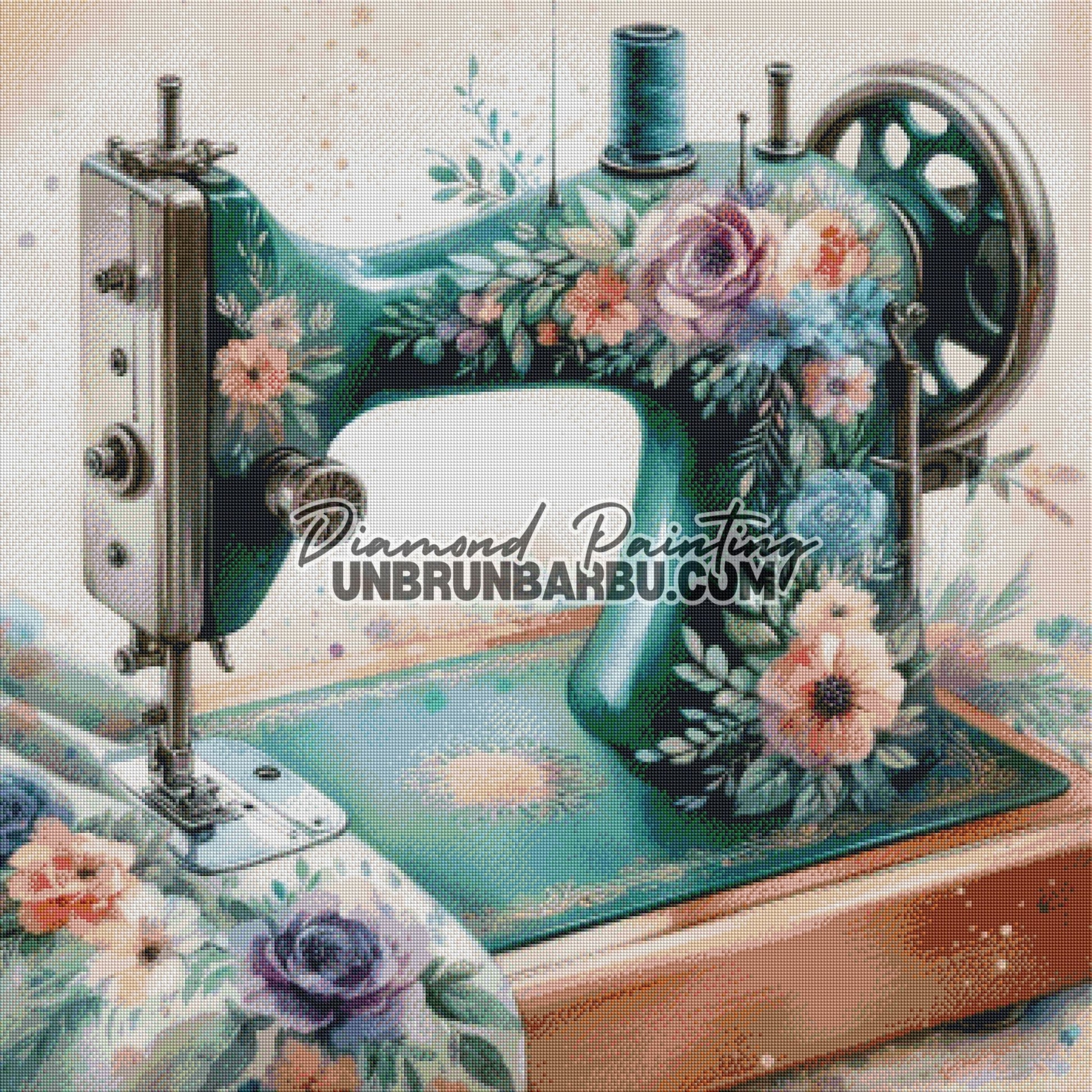 Machine à Coudre aux Fleurs Éternelles (90cm x 90cm) - UnBrunBarbu
