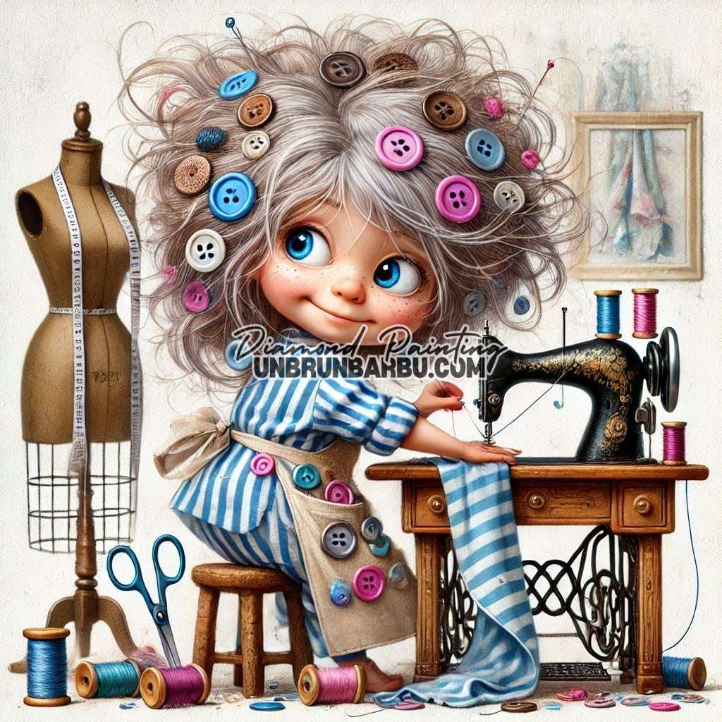 Magicienne des Boutons (120cm x 120cm) - UnBrunBarbu