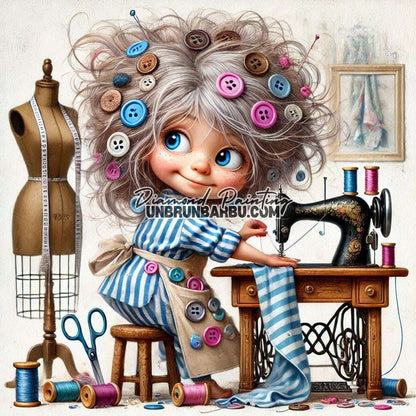 Magicienne des Boutons (120cm x 120cm) - UnBrunBarbu