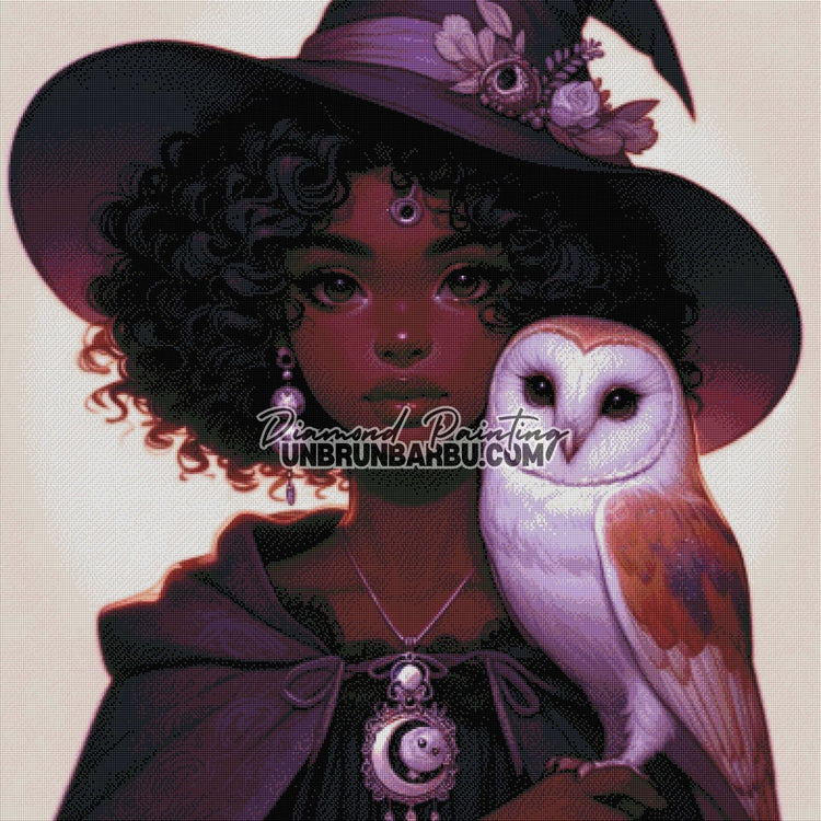 Magicienne et son Gardien Ailé (100cm x 100cm) - UnBrunBarbu