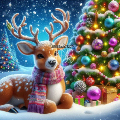 Magie de Noël, Le Renne Enchanté (120cm x 120cm) - UnBrunBarbu