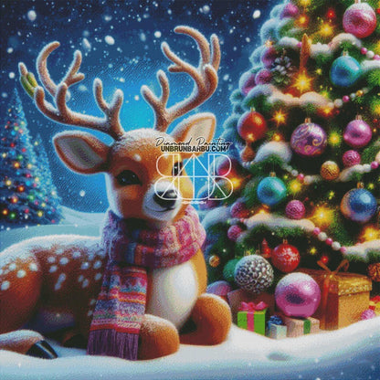 Magie de Noël, Le Renne Enchanté (120cm x 120cm) - UnBrunBarbu