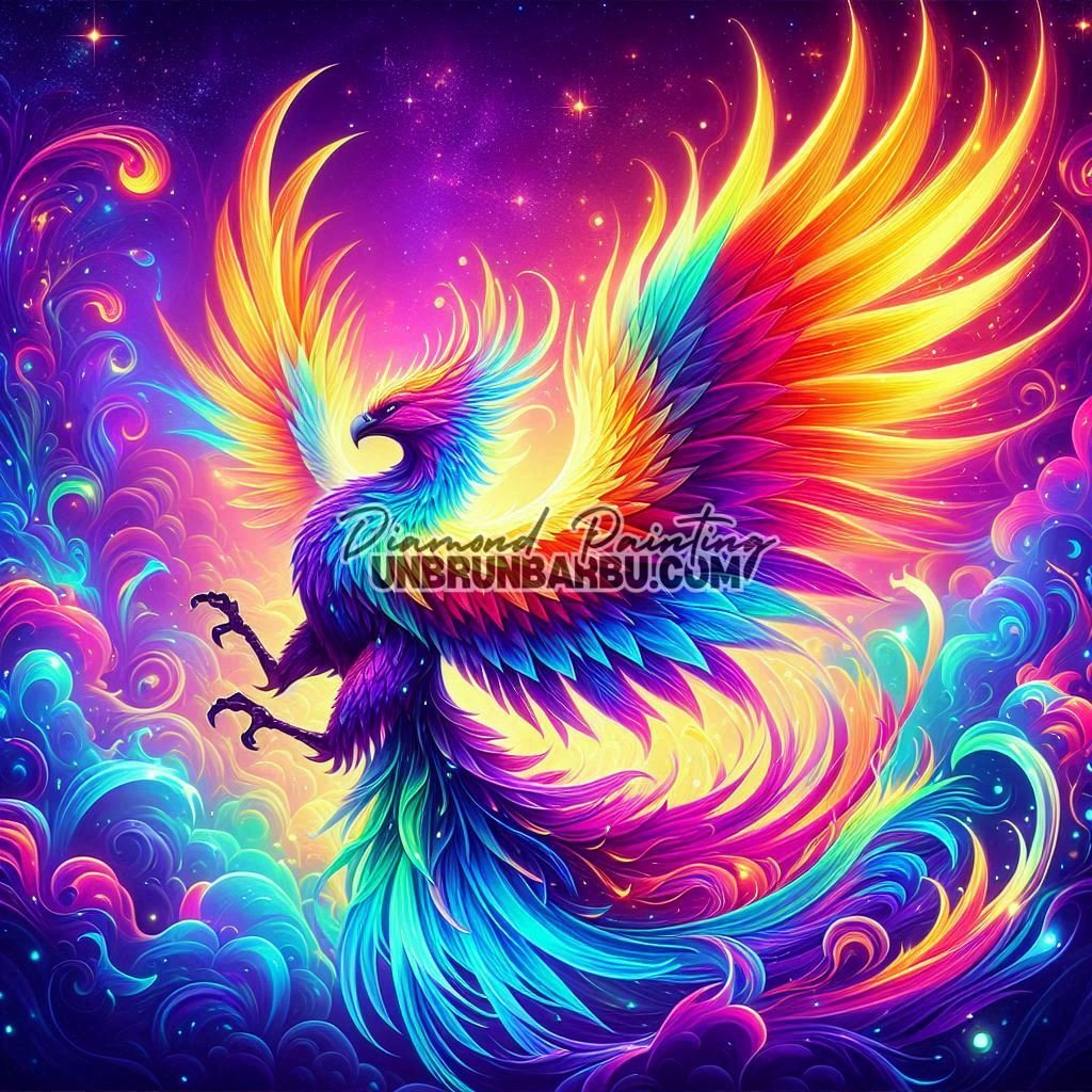 Magie du Phénix Multicolore (100cm x 100cm) - UnBrunBarbu