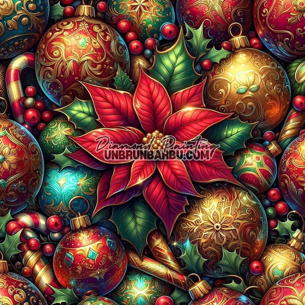 Magie du Poinsettia & Trésors du Sapin (80cm x 80cm) - UnBrunBarbu
