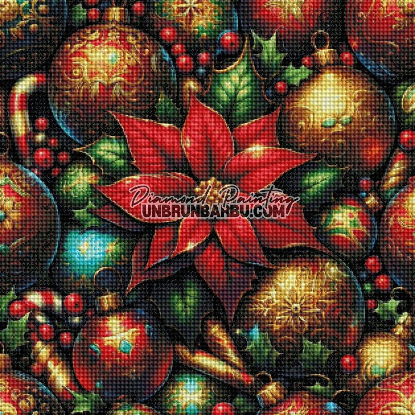 Magie du Poinsettia & Trésors du Sapin (80cm x 80cm) - UnBrunBarbu