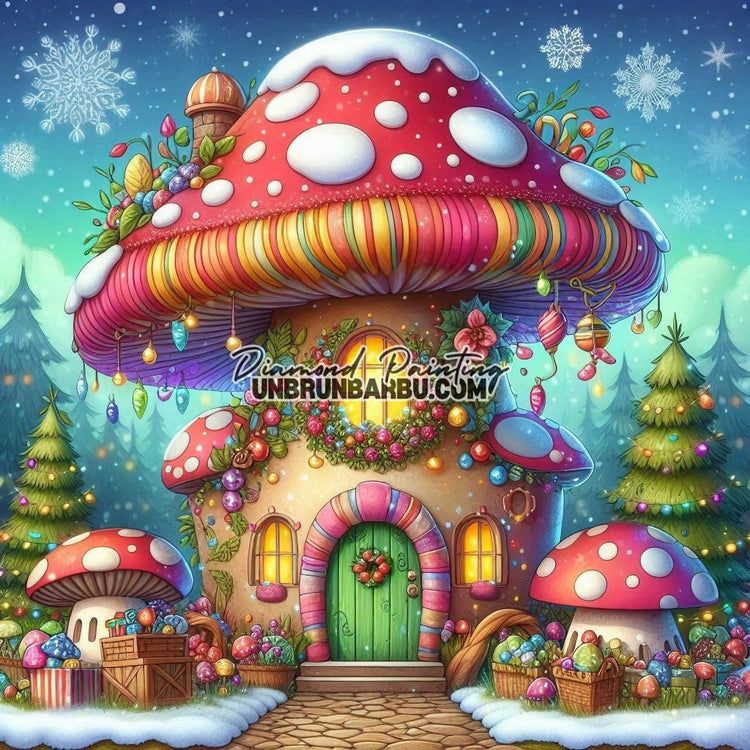 Maison Champignon Enchantée (100cm x 100cm) - UnBrunBarbu