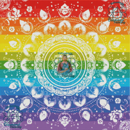 Mandala Blanc Émergeant de l’Éclat Multicolore. (80cm x 80cm). - UnBrunBarbu