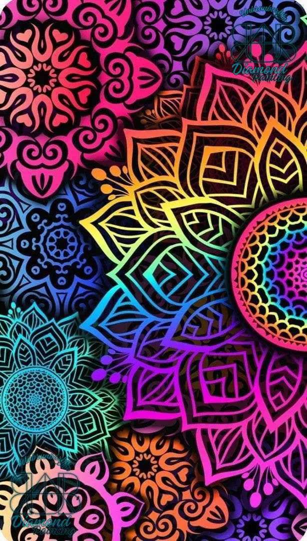 Mandala Infusé d’Arc - en - ciel. (30cm x 55cm). - UnBrunBarbu