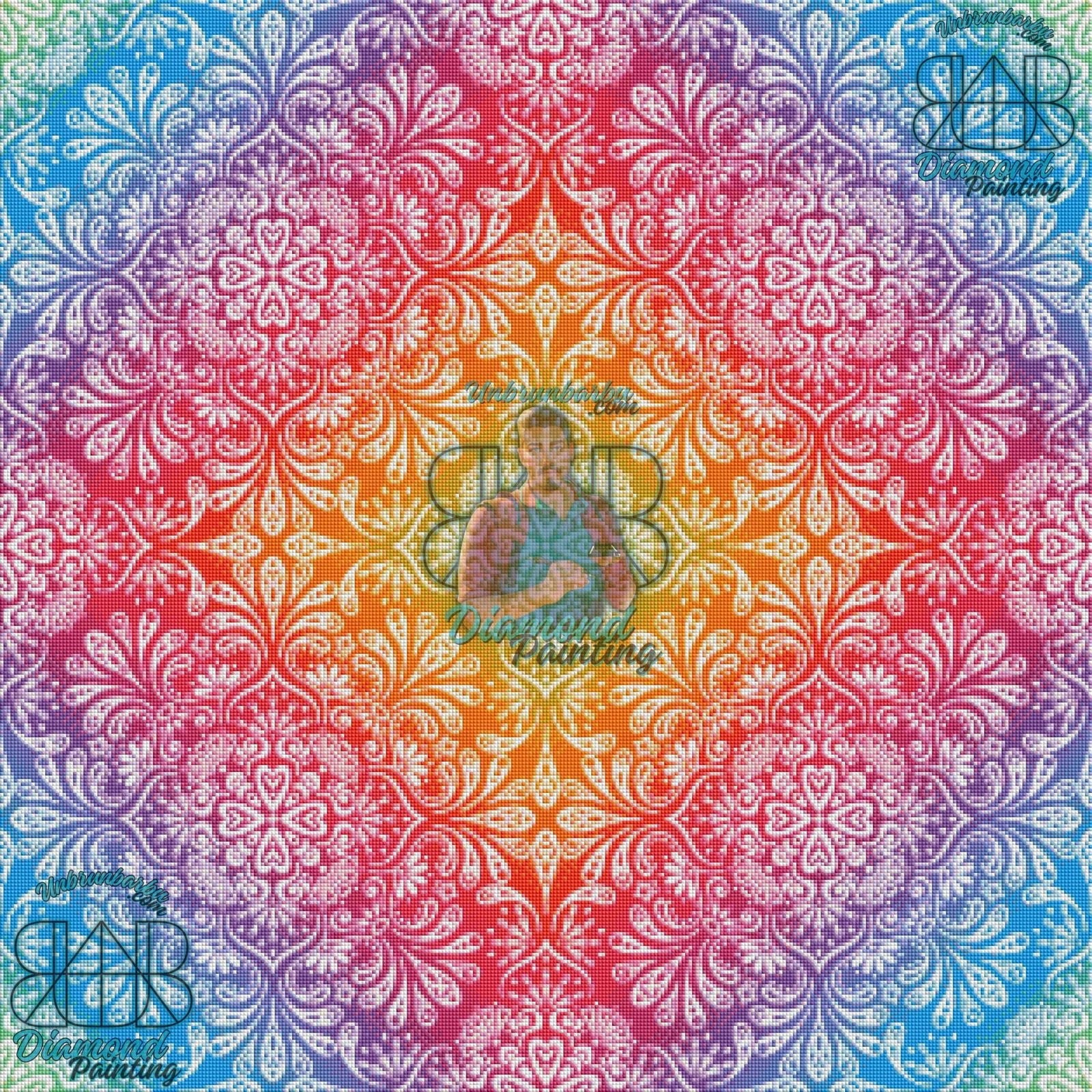 Mandala Magique Vibrant aux Couleurs d’Arc - en - Ciel. (80cm x 80cm). - UnBrunBarbu