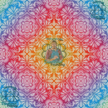 Mandala Magique Vibrant aux Couleurs d’Arc - en - Ciel. (80cm x 80cm). - UnBrunBarbu