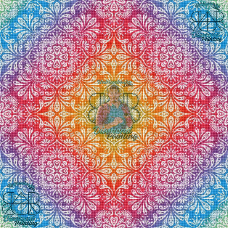 Mandala Magique Vibrant aux Couleurs d’Arc - en - Ciel. (80cm x 80cm). - UnBrunBarbu