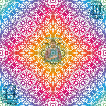 Mandala Magique Vibrant aux Couleurs d’Arc - en - Ciel. (80cm x 80cm). - UnBrunBarbu