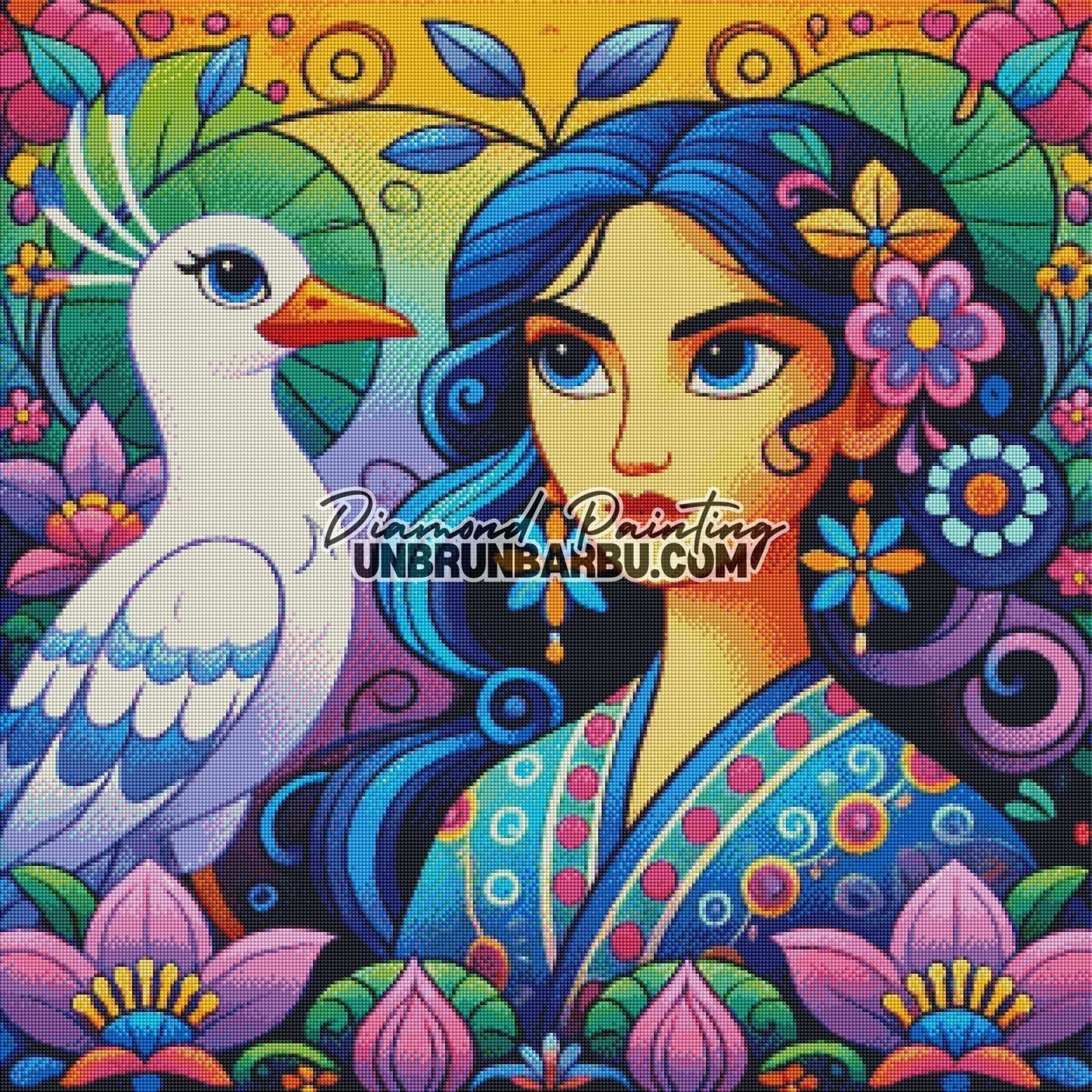 Marie Noelle et sont Jardin Secret (80cm x 80cm) - UnBrunBarbu