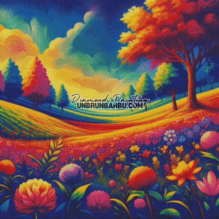 Mélodie des Arbres Colorés (90cm x 90cm) - UnBrunBarbu