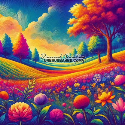 Mélodie des Arbres Colorés (90cm x 90cm) - UnBrunBarbu