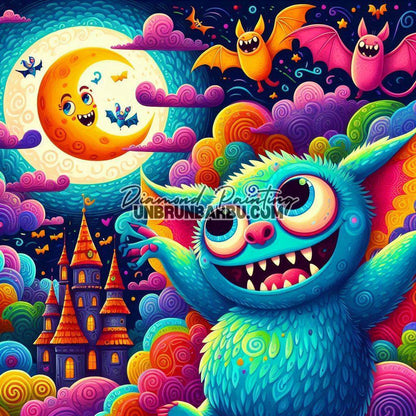 Monstre de la Lune Enchantée (80cm x 80cm) - UnBrunBarbu