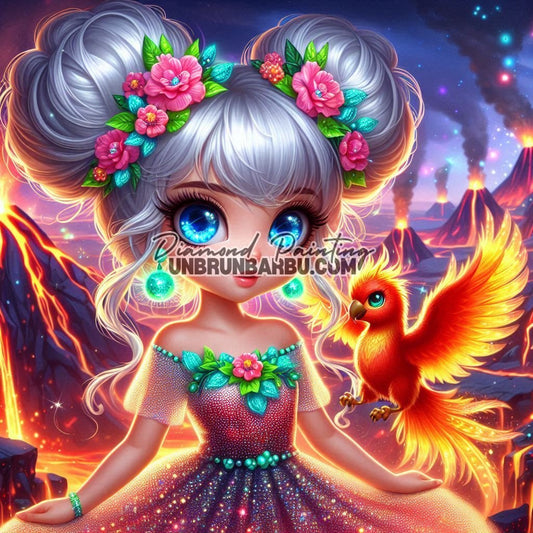 Naïa et le Gardien des Flammes (100cm x 100cm) - UnBrunBarbu