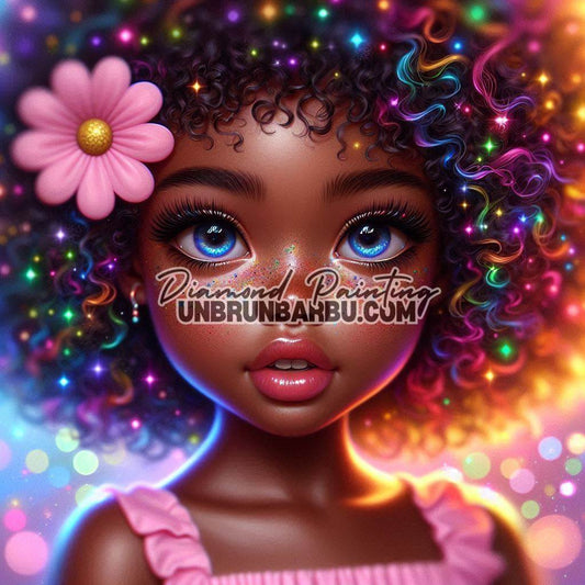 Naya aux Boucles Arc - en - Ciel (90cm x 90cm) - UnBrunBarbu
