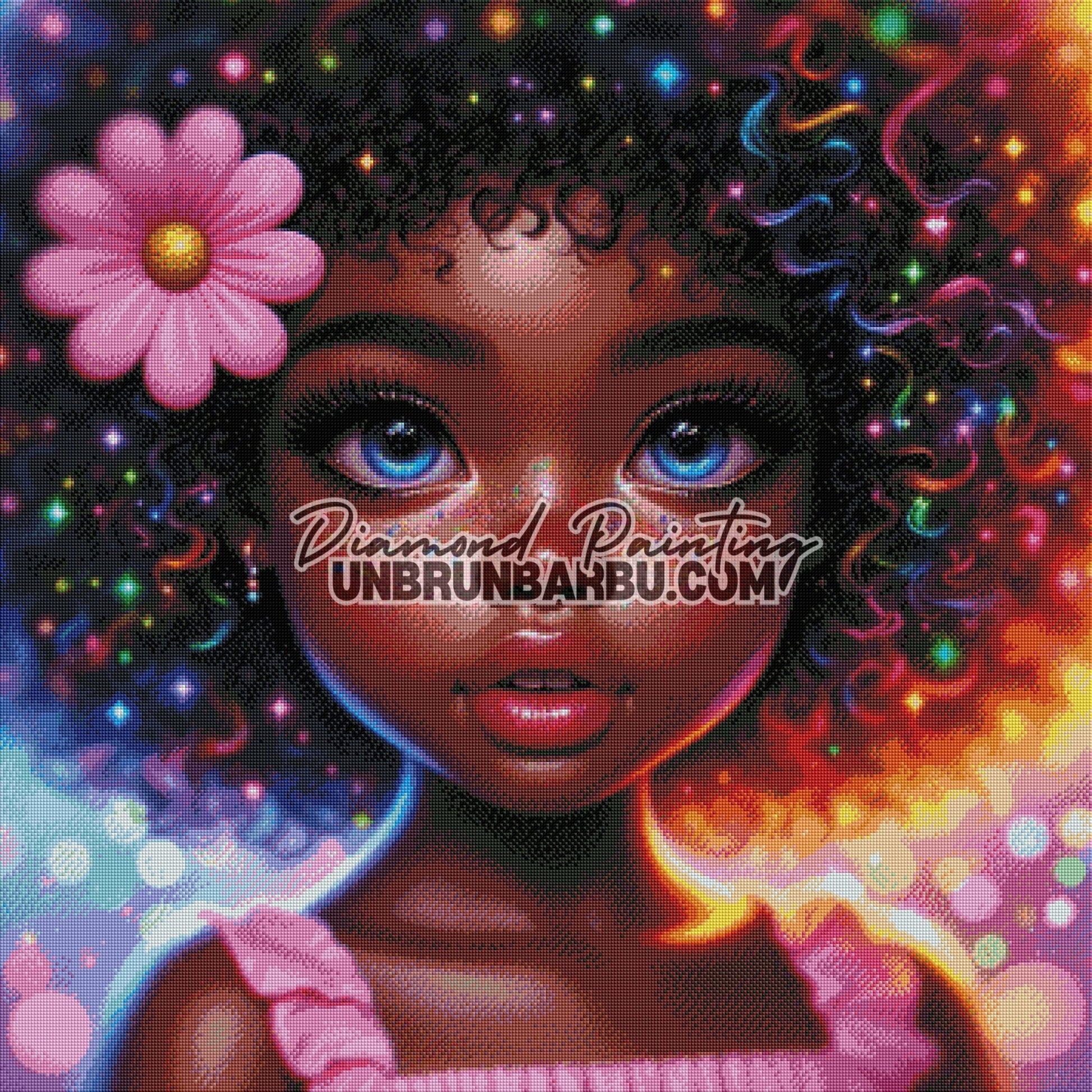 Naya aux Boucles Arc - en - Ciel (90cm x 90cm) - UnBrunBarbu