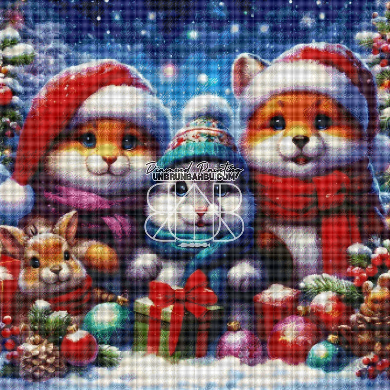 Noël au Pays des Animaux (90cm x 90cm) - UnBrunBarbu