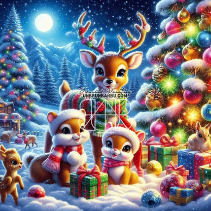 Noël Enchanté dans la Forêt (120cm x 120cm) - UnBrunBarbu