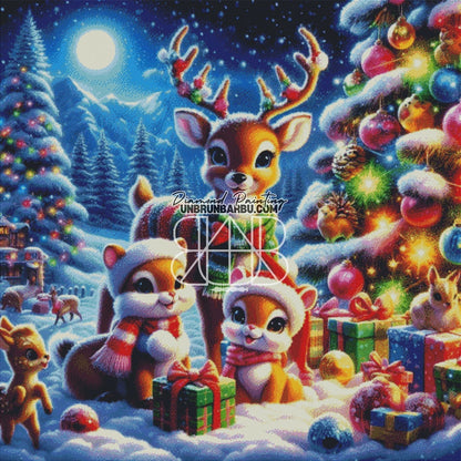 Noël Enchanté dans la Forêt (120cm x 120cm) - UnBrunBarbu
