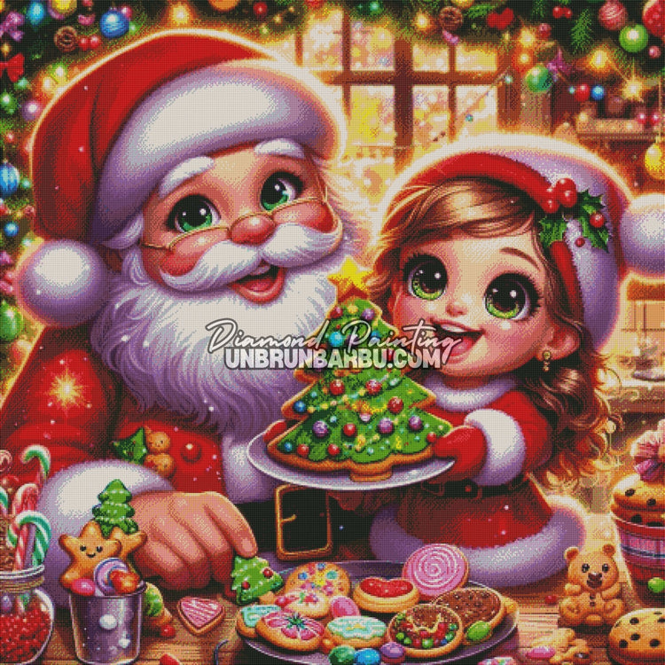 Noël Gourmand avec le Père Noël (110cm x 110cm) - UnBrunBarbu