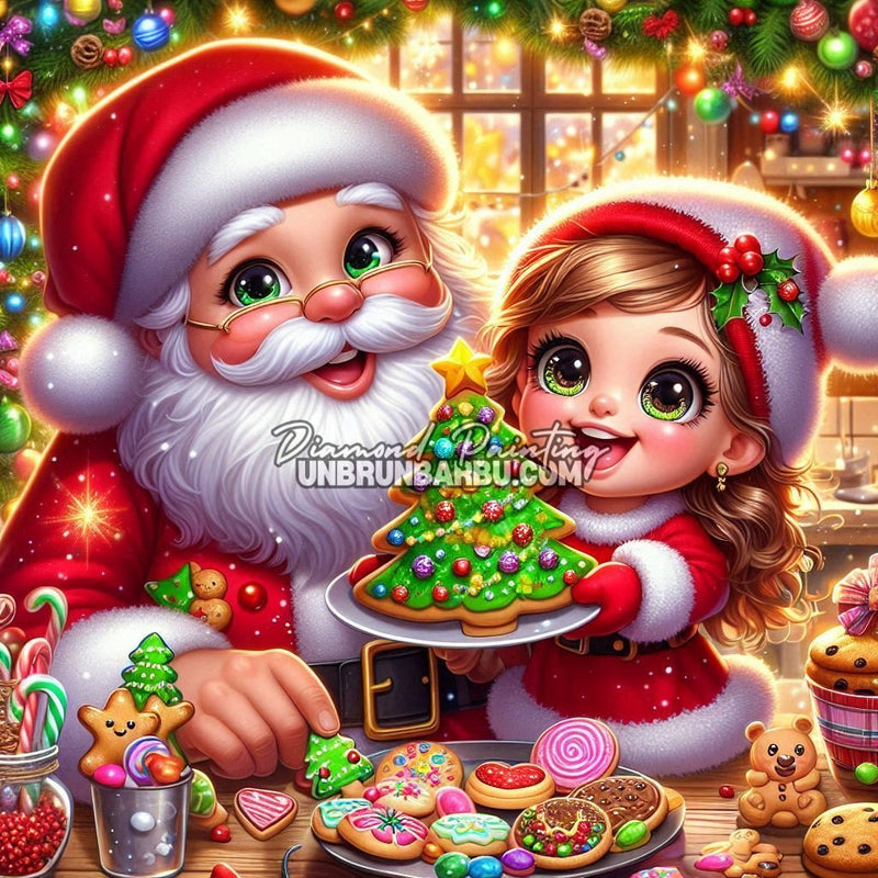Noël Gourmand avec le Père Noël (110cm x 110cm) - UnBrunBarbu