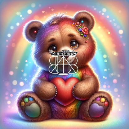 Nounours et l'Arc - en - Ciel Magique (90cm x 90cm) - UnBrunBarbu