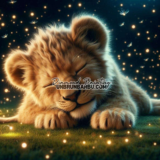 Nuit magique du petit roi de la savane (90cm x 90cm) - UnBrunBarbu