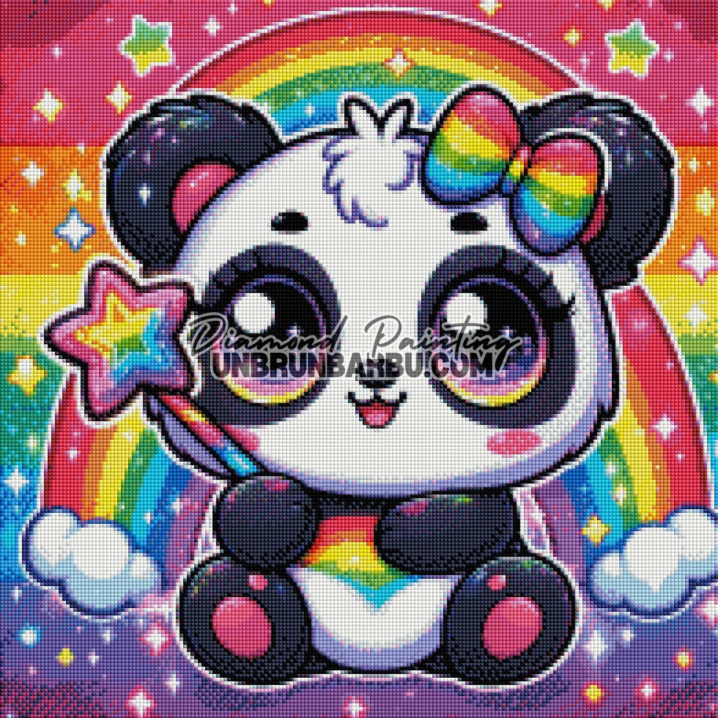 Panda de l’Arc - en - Ciel (50cm x 50cm) - UnBrunBarbu