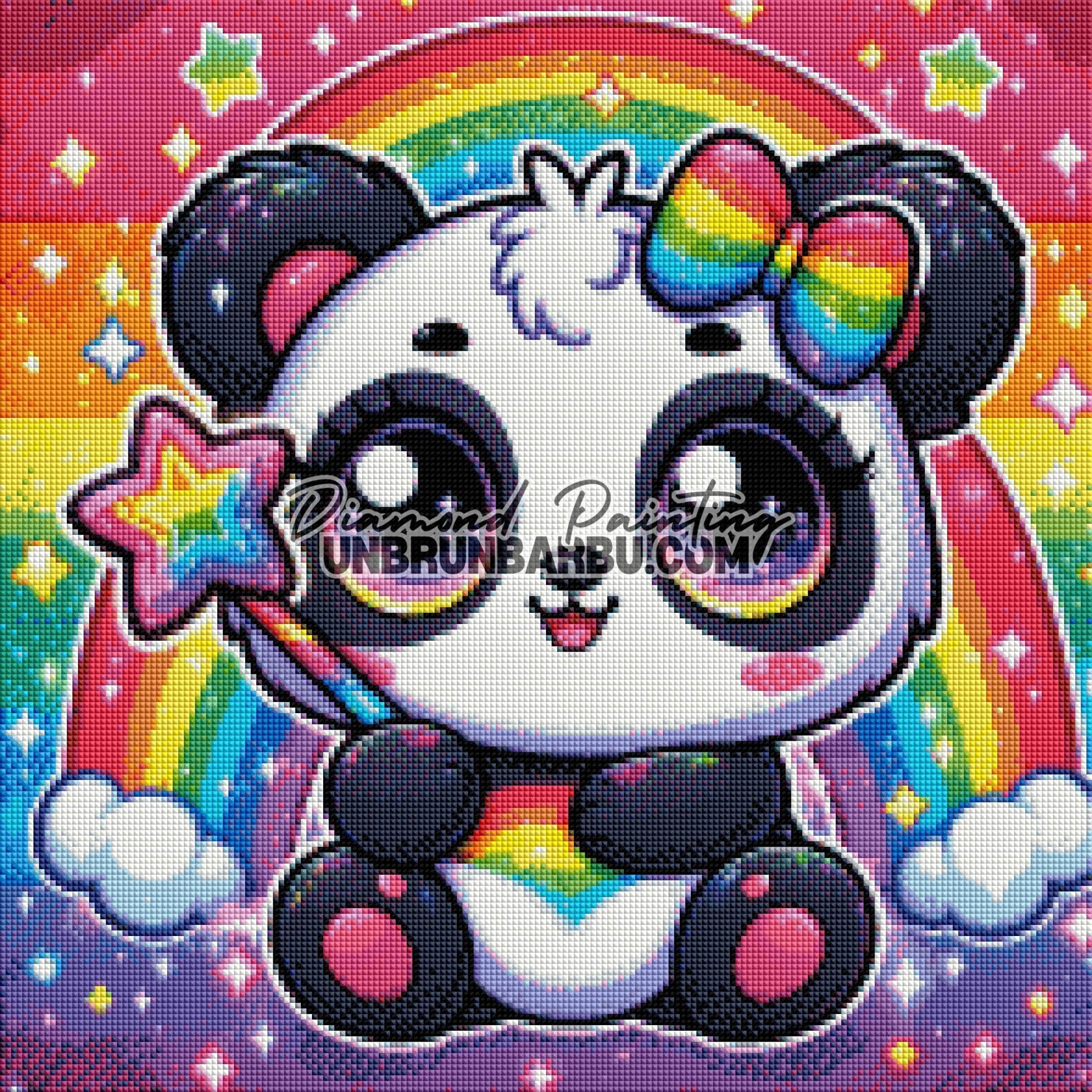 Panda de l’Arc - en - Ciel (50cm x 50cm) - UnBrunBarbu