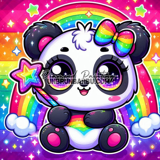 Panda de l’Arc - en - Ciel (50cm x 50cm) - UnBrunBarbu