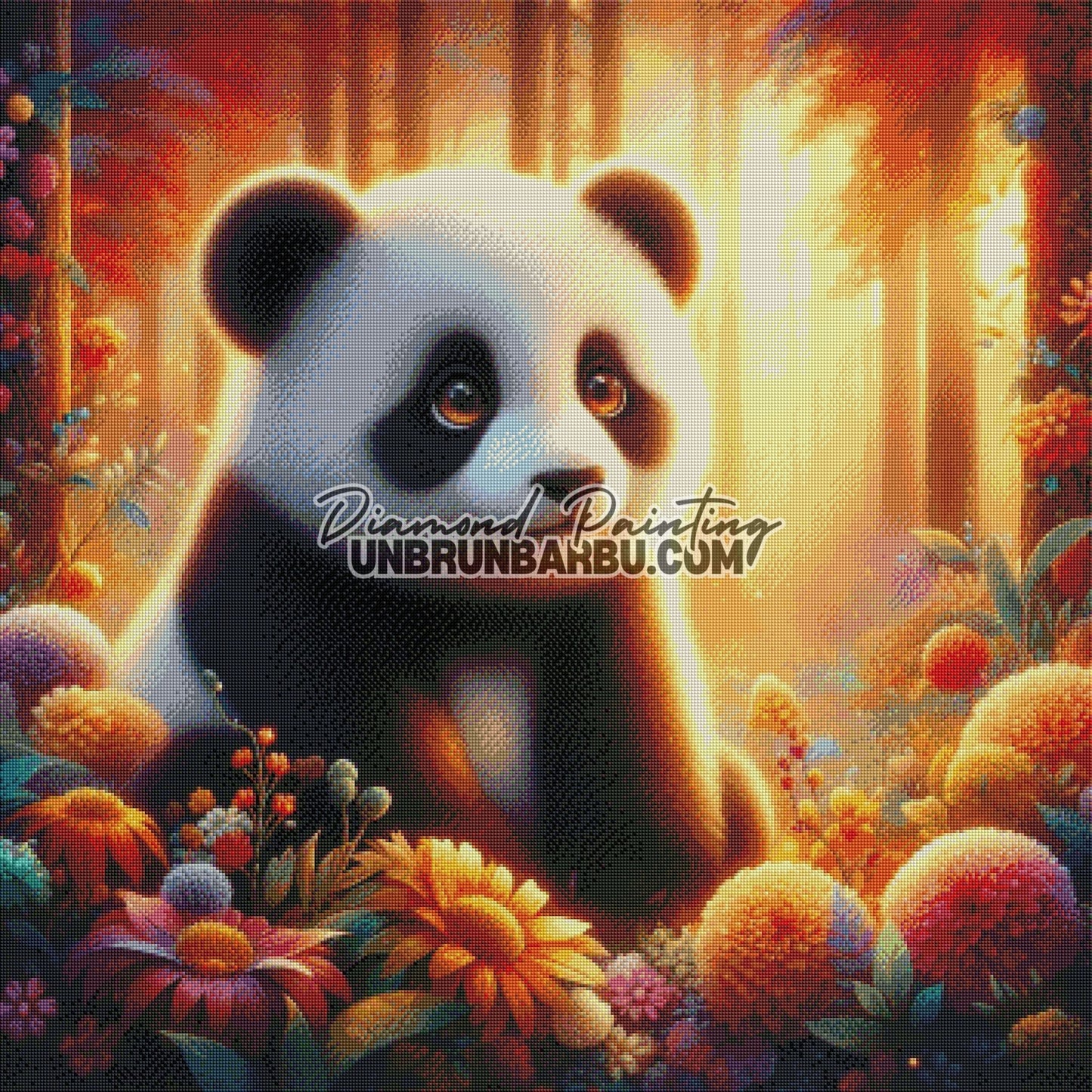 Panda du Jardin Enchanté (90cm x 90cm) - UnBrunBarbu