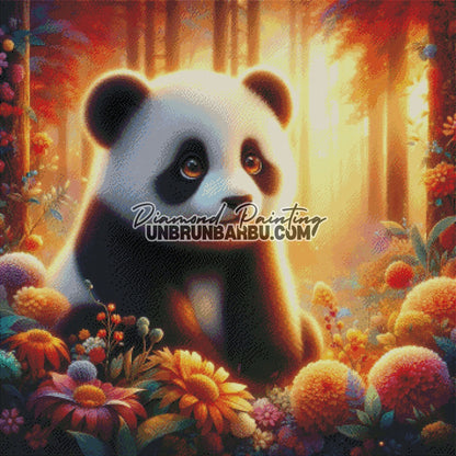 Panda du Jardin Enchanté (90cm x 90cm) - UnBrunBarbu