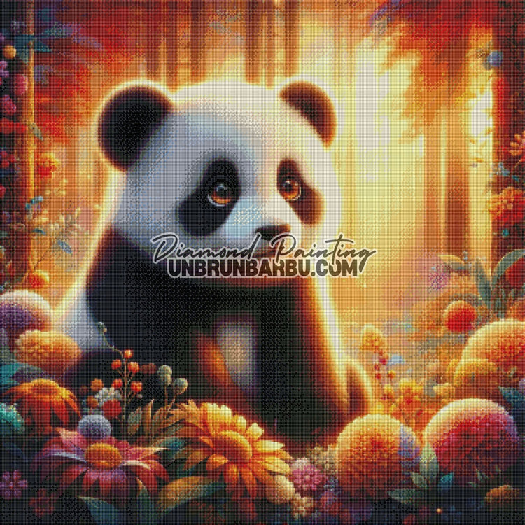 Panda du Jardin Enchanté (90cm x 90cm) - UnBrunBarbu