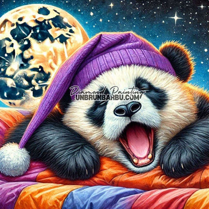 Panda et la Lune Magique (90cm x 90cm) - UnBrunBarbu