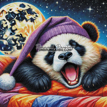 Panda et la Lune Magique (90cm x 90cm) - UnBrunBarbu