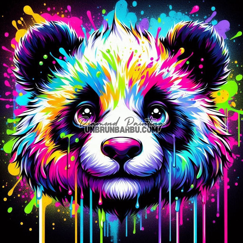 Panda Néon des Couleurs Sauvages (70cm x 70cm) - UnBrunBarbu