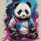 Panda Paisible, Jardin de Couleurs. (60cm × 80cm). - UnBrunBarbu