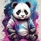Panda Paisible, Jardin de Couleurs. (60cm × 80cm). - UnBrunBarbu