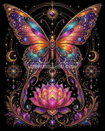 diamond painting papillon celeste lotus sacre illustration 70x90