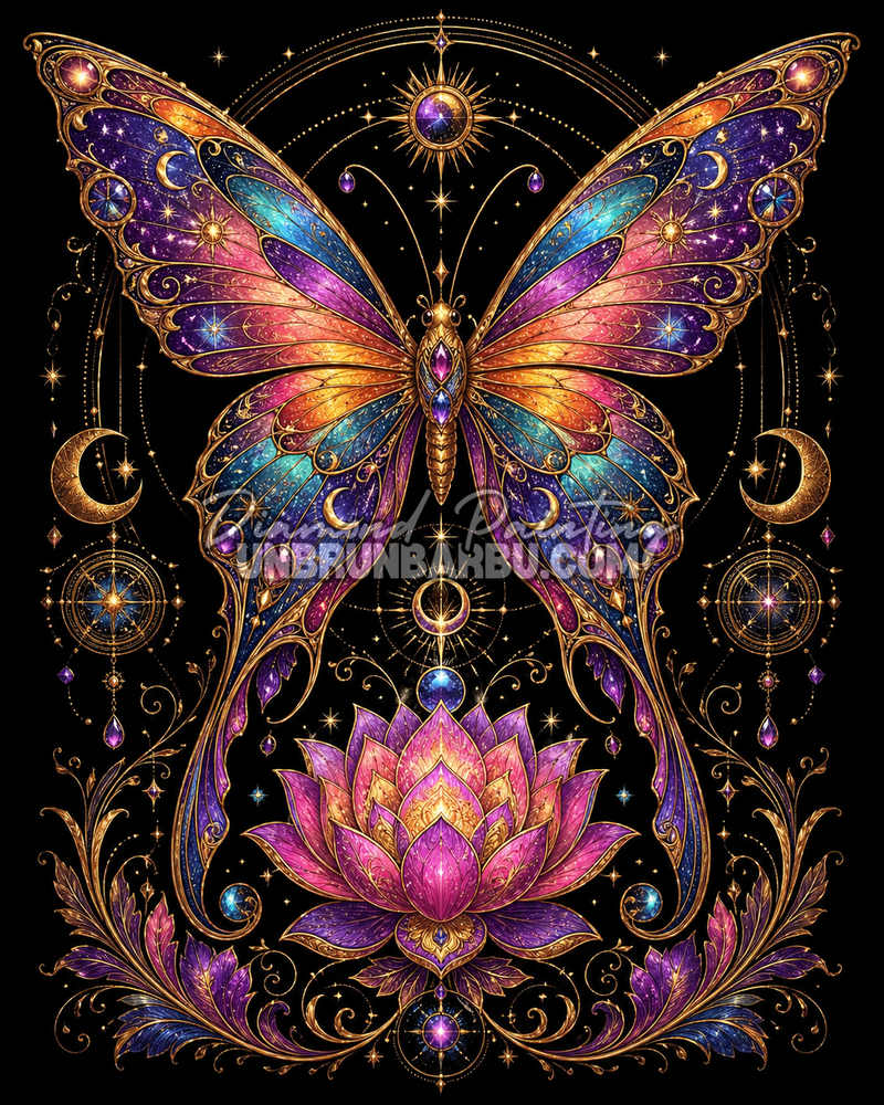 diamond painting papillon celeste lotus sacre illustration 70x90