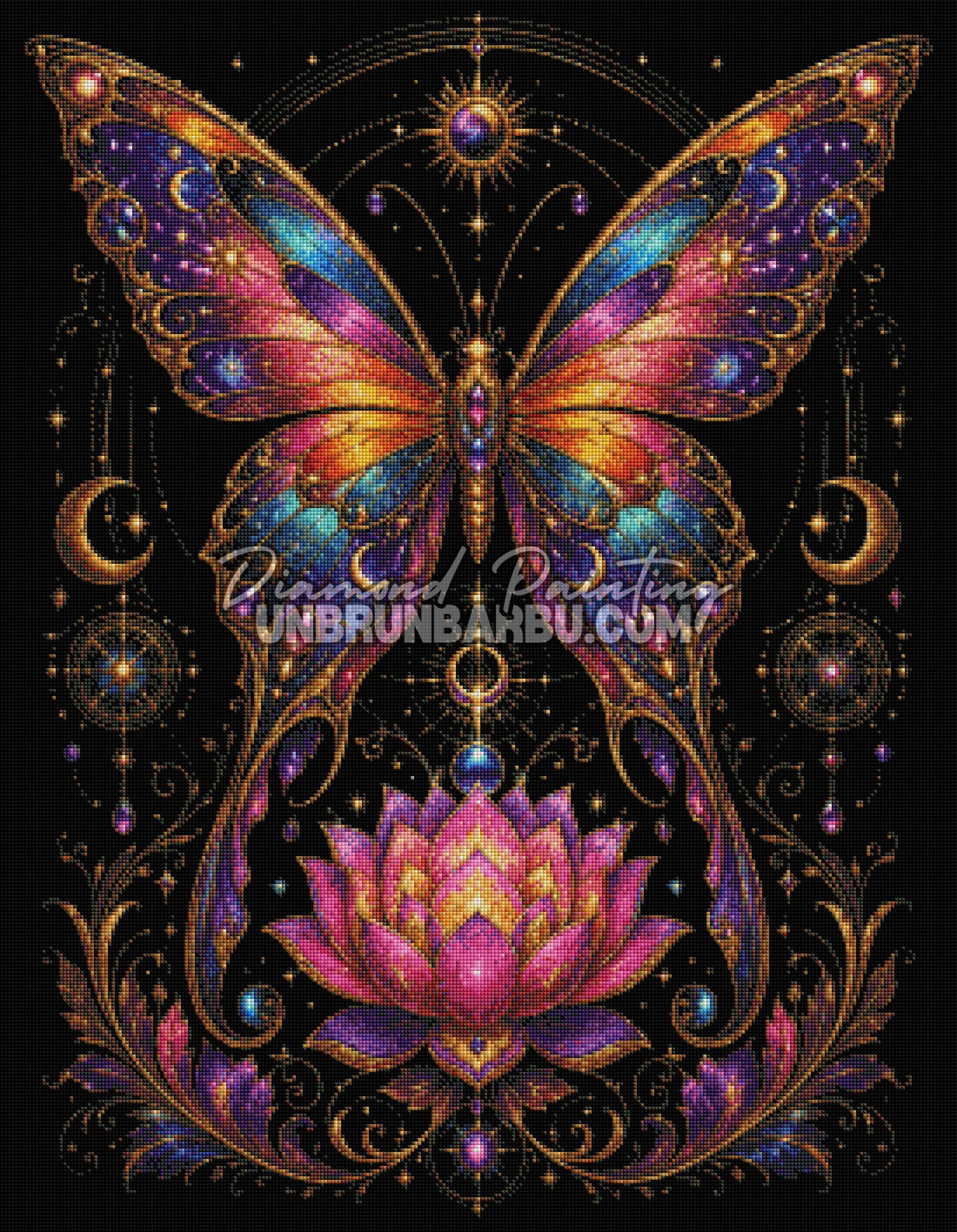 diamond painting papillon celeste lotus sacre rendu diamante 70x90