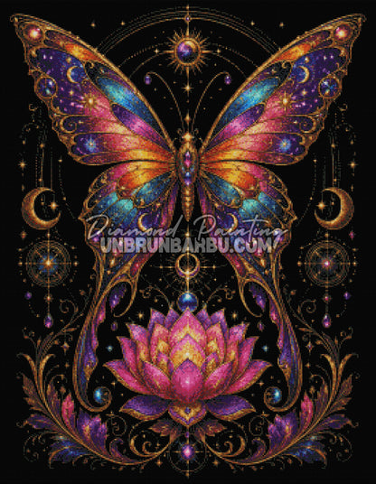 diamond painting papillon celeste lotus sacre rendu diamante 70x90