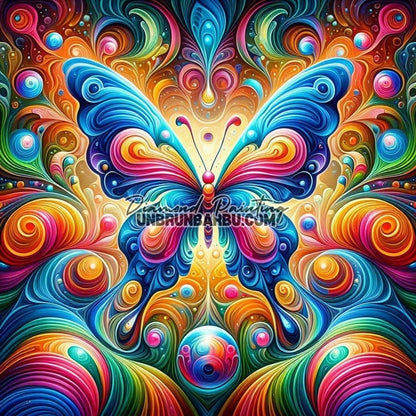 Papillon des Spirales Chromatiques (90cm x 90cm) - UnBrunBarbu
