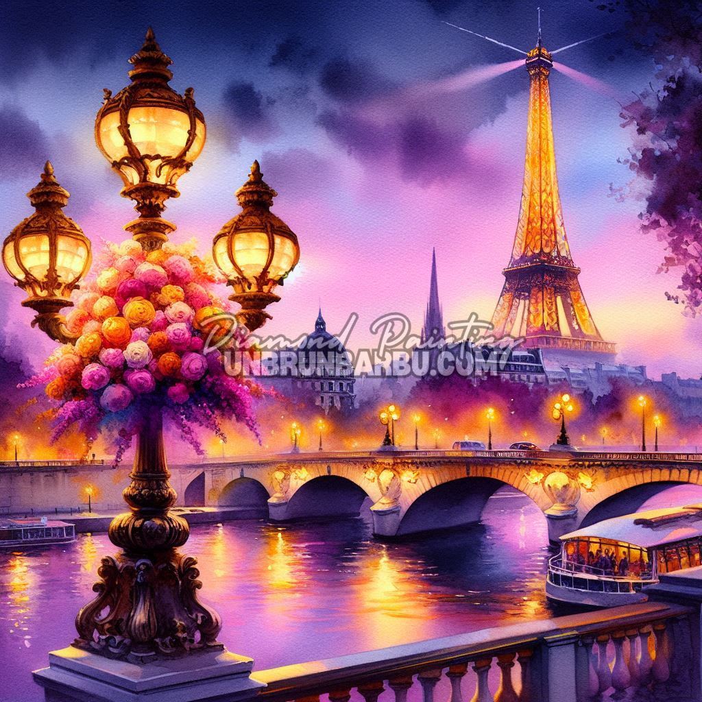 diamond painting paris ville des amoureux illustration 100x100