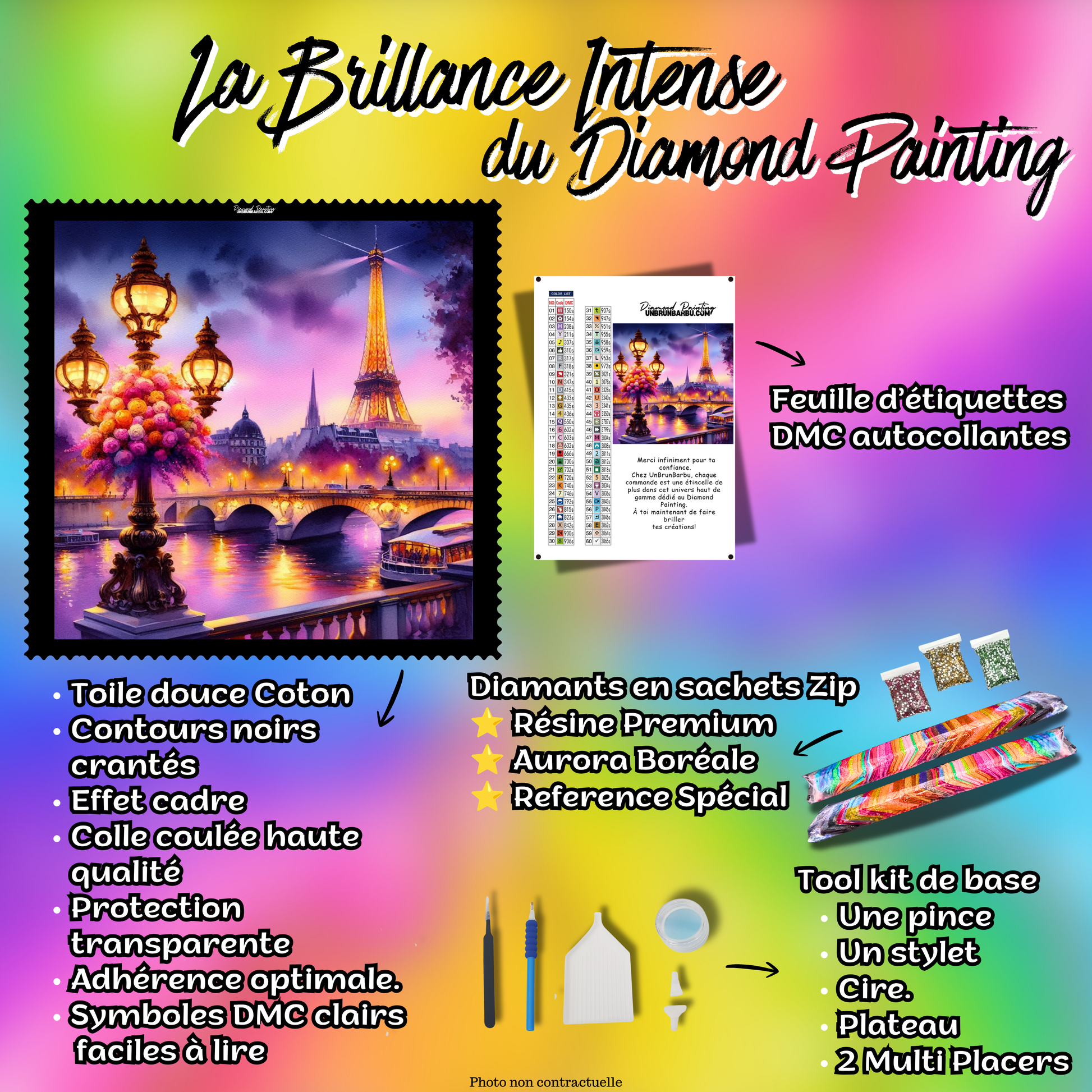 kit complet diamond painting paris ville des amoureux 100x100